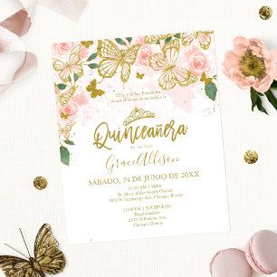 Quinceanera Butterfly Budget Invitation Spanish
