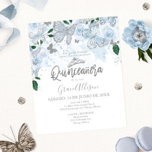 Quinceanera Butterfly Budget Invitation Spanish