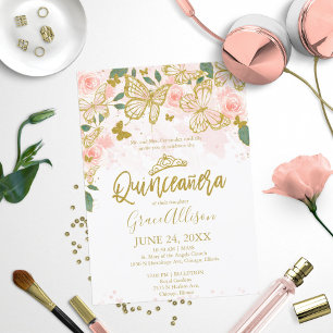 Quinceanera Butterfly Invitation Bilingual 