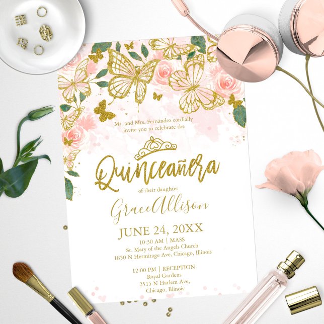 Quinceanera Butterfly Invitation English Wording  (Creator Uploaded)