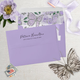 Quinceanera Butterfly Watercolor Flowers Envelope