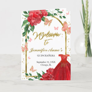 Quinceanera Butterflys Red Gown Programs
