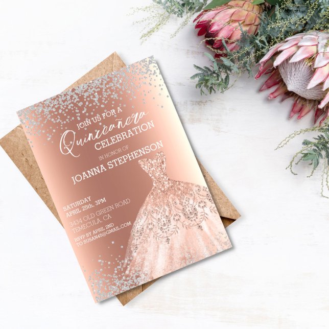Quinceanera Celebration party Dress Diamonds  Invitation (Creator Uploaded)