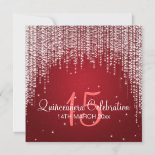 Quinceañera Celebration Party Night Dazzle Red Invitation