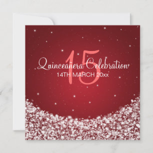 Quinceañera Celebration Party Star Sparkle Red Invitation