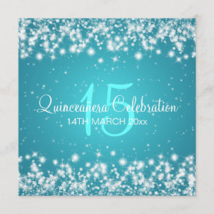 Quinceañera Celebration Party Winter Sparkle Blue Invitation