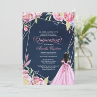 Quinceanera celebration pink navy blue afrolatina