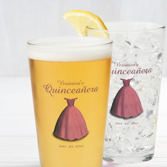 Quinceañera celebration red dress party beer glass (Creator Uploaded)