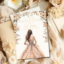 Quinceañera Champagne Gold Floral Gown Princess