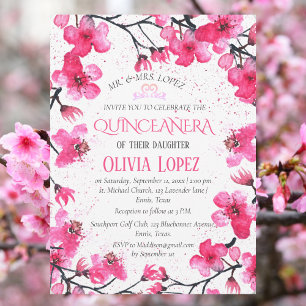 Quinceañera Cherry Blossom Floral 15th Birthday  Invitation