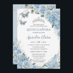 Quinceañera Cinderella Princess Baby Blue Floral Invitation<br><div class="desc">Personalise this lovely quinceañera / sweet 16 invitation with own wording easily and quickly,  simply press the customise it button to further re-arrange and format the style and placement of the text.  Matching items available in store!  (c) The Happy Cat Studio</div>