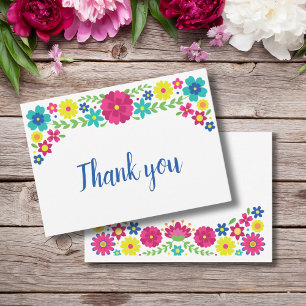 Quinceañera Colourful Mexican flowers thank you Card