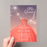 Quinceañera Coral Dress Eiffel Tower