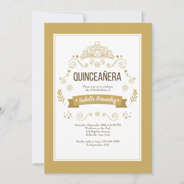 Quinceañera Crown Invitation (Front)