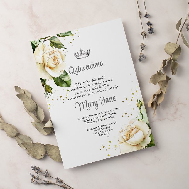 Quinceanera Crown Spanish Party Invitation (Creator Uploaded)