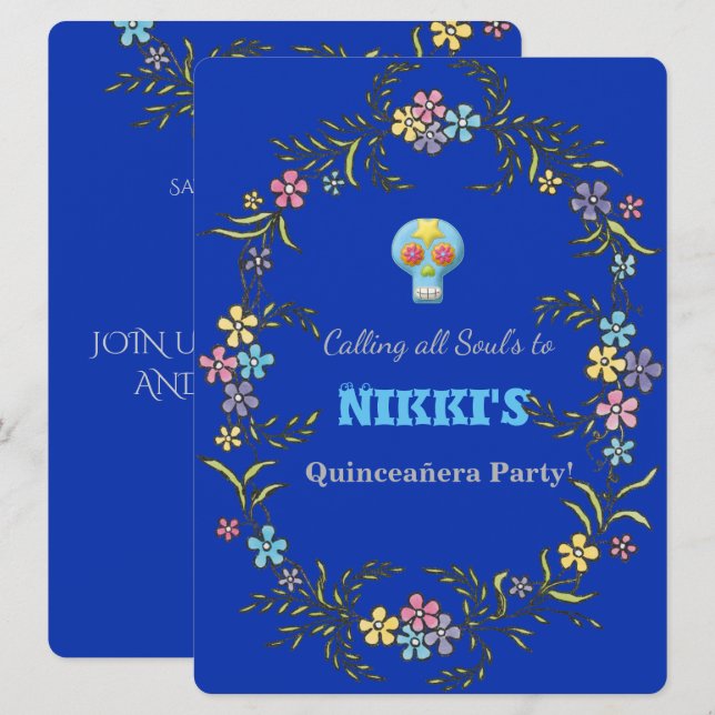 QUINCEANERA DAY OF THE DEAD INVITATION (Front/Back)