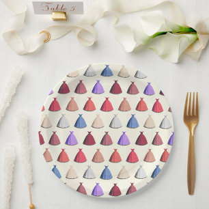 Quinceañera debutante colourful dresses paper plate