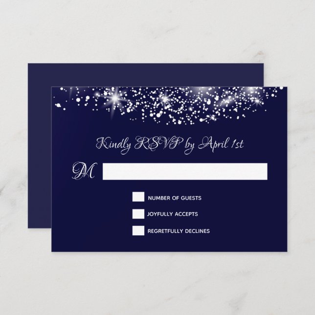 Quinceañera Deep Blue Starry Night Sky RSVP Card (Front/Back)