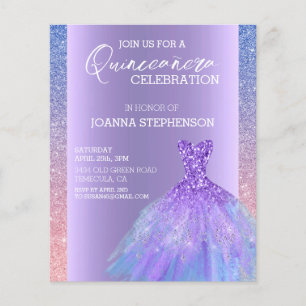 Quinceanera Dress Glitter Purple Ombre