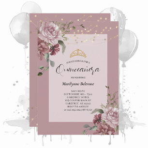 Quinceañera Dusty Purple Floral Gold Invitation