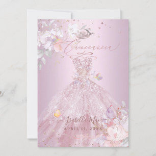 Quinceanera Dusty Rose Glitter Gown Sweet Peas Invitation