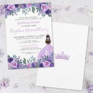 Quinceañera Elegant Purple Floral Invitation