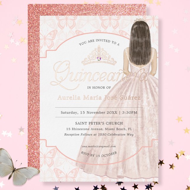 Quinceañera Elegant Rose Gold Glitter Birthday (Creator Uploaded)
