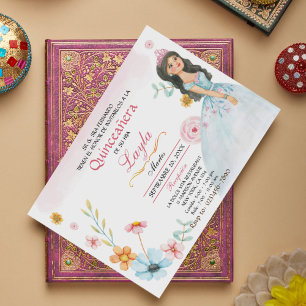 Quinceañera Elegante: Mis Quince Invitaciones Rosa Invitation