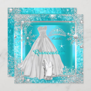 Quinceanera Elite Elegant Teal Birthday Party Invitation