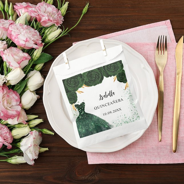 Quinceanera emerald green dress favour bag (Creator Uploaded)