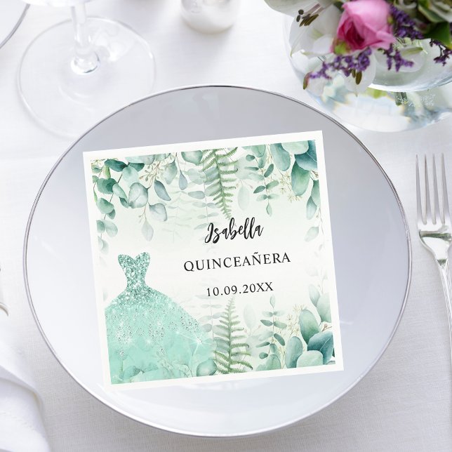 Quinceanera eucalyptus greenry woodland napkin (Creator Uploaded)
