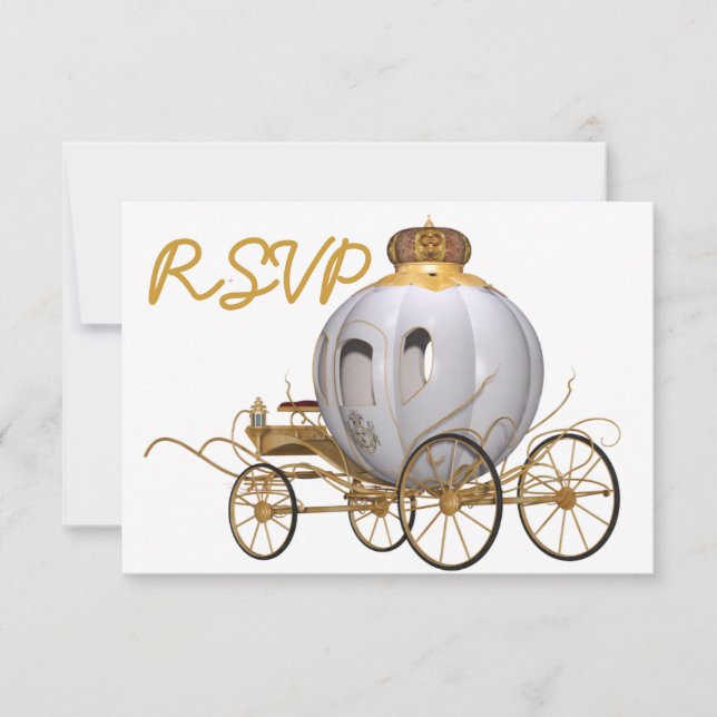 Quinceanera Fairy Tale Princess gold and white Invitation (Front)