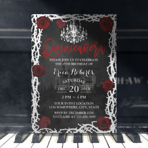 Quinceanera Fairytale Castle Rose & Thorn Princess Invitation