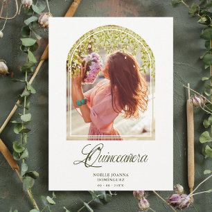 Quinceañera Fancy Arch Effect Wisteria Flowers Invitation