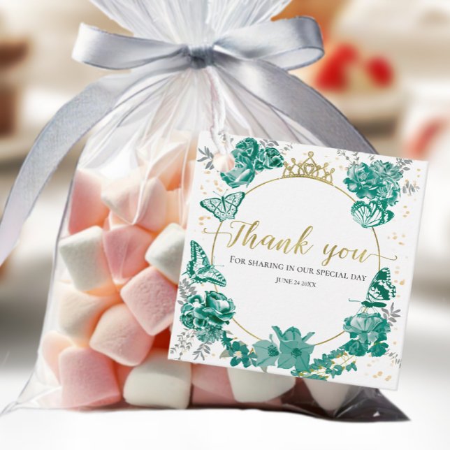 Quinceanera Favour Tags Butterfly Emerald Green (Creator Uploaded)