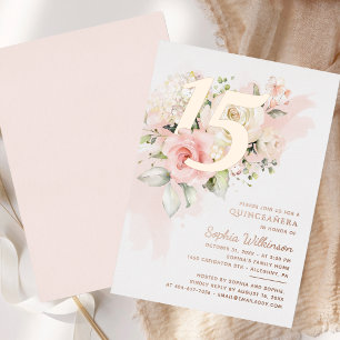 Quinceanera Floral 15th Birthday Rose Gold