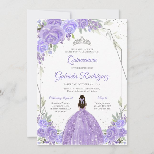 Quinceanera Floral Invitation (Front)