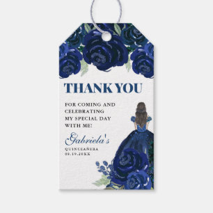 Quinceanera Floral Navy Blue Gold Mis Quince Anos Gift Tags