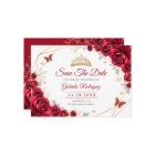 Quinceanera Floral Red Roses Gold