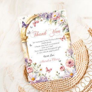Quinceañera Flowers Butterflies Lilac Princess Thank You Card