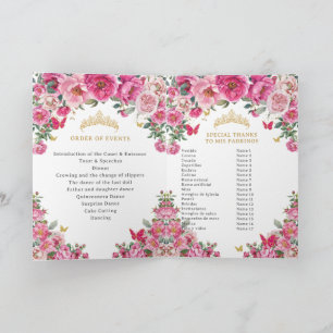 Quinceañera Fuchsia Padrinos Church Events Program