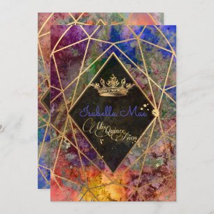 Quinceanera/Galaxy/Neon Purple/Princess/Crown Invitation