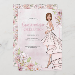 Quinceañera Glamor Girl Birthday Invitation