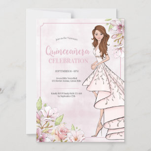 Quinceañera Glamor Girl Magnetic Invitation