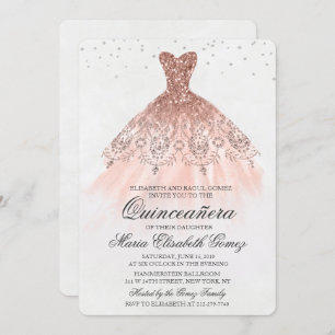 Quinceanera Glitter Dress Diamond Invitation