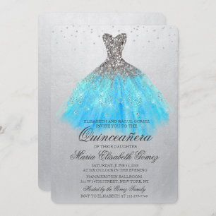Quinceanera Glitter Dress Diamond Invitation