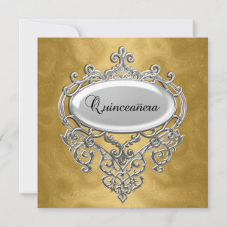 quinceañera Gold and Silver Invitation quinceañera