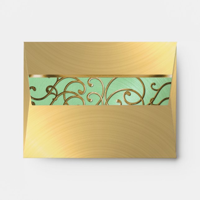 Quinceañera Gold Filigree Swirls Envelopes (Back (Top Flap))