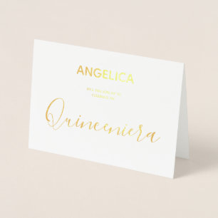 Quinceañera  Gold Personalised Invitation