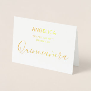 Quinceañera Gold Personalised Invitation